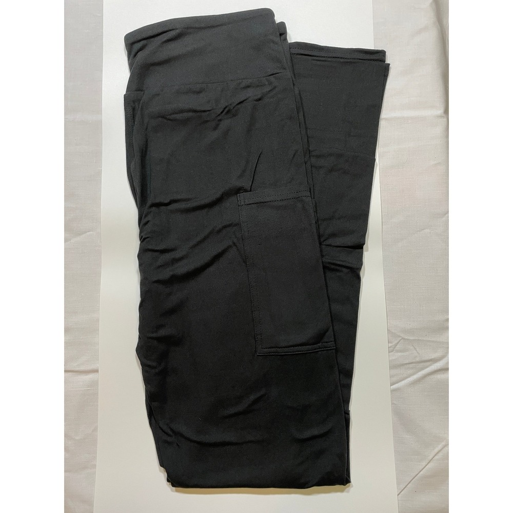 Solid Black‎ Leggings with Pockets Womens TC2 Solid Black NWT Yoga Band Soft